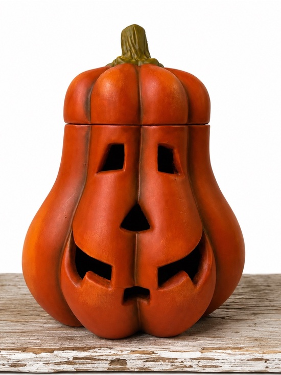 Other - Ceramic Jack O Lantern Pumpkin Tealight Candle Holder Halloween Decor 7”